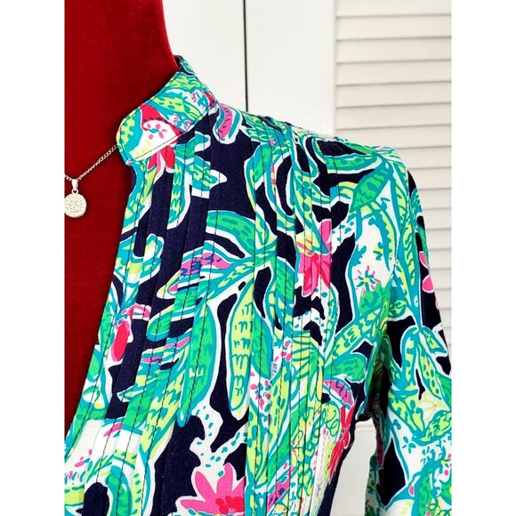 Lilly Pulitzer Women's Green Pink Rayon Sarasota Tunic Trunk Show Print Size XXS - Picture 7 of 12